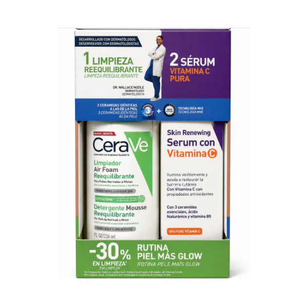 Pack Rutina Piel Glow Gel Reequilibrante + Crema Vitamina C | Cerave