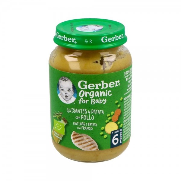 Gerber Org Guisantes Plata Pollo 190 G